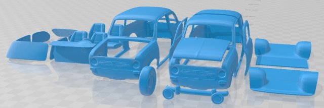 Fiat 850 Printable Car 3D 프린트 모델 .c4d .max .obj .3ds .fbx .stl .blend 