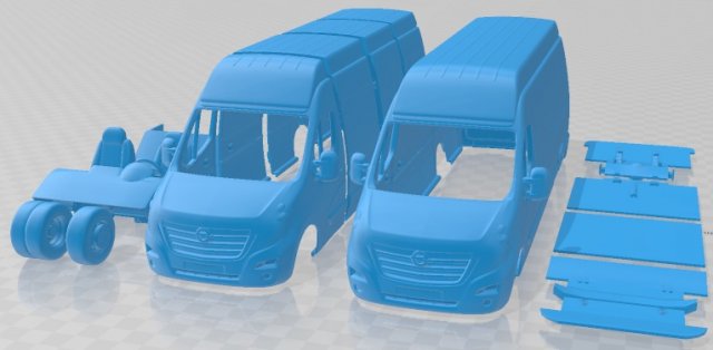 Opel Movano L4h3 2018 Printable Van 3D Druckmodell .c4d .max .obj .3ds .fbx .stl .blend