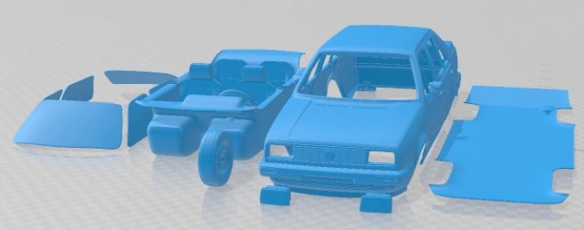 Volkswagen Jetta 1984 Printable Car Modelo de impresión 3D .c4d .max .obj .3ds .fbx .stl .blend