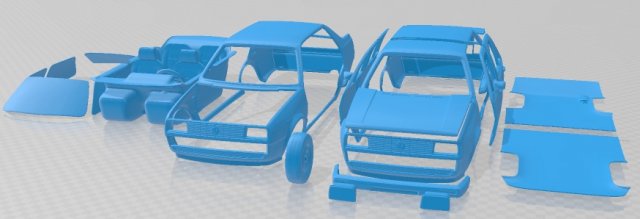 Volkswagen Jetta 1984 Printable Car Modelo de Impressão 3D .c4d .max .obj .3ds .fbx .stl .blend 