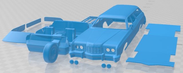 Galaxie Station Wagon 1973 Printable Car 3D Print Model .c4d .max .obj .3ds .fbx .stl .blend