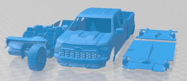 Chevrolet Silverado ZR2 2022 Printable Car 3D Print Model .c4d .max .obj .3ds .fbx .stl .blend 