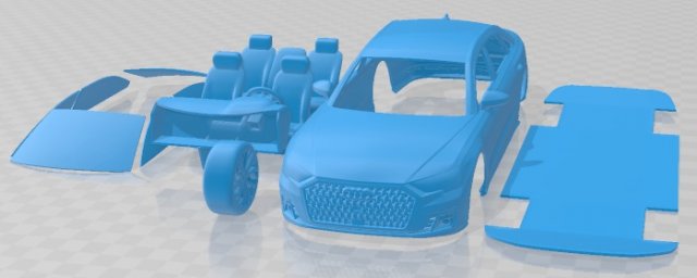 Audi A8L 2018 Printable Car Modelo de Impressão 3D .c4d .max .obj .3ds .fbx .stl .blend 