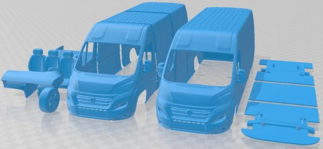 Fiat Ducato 2020 Printable Van 3D Print Model .c4d .max .obj .3ds .fbx .stl .blend 