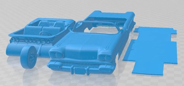 Carro para impress&atilde;o Pontiac Bonneville 1958 Modelo de Impressão 3D .c4d .max .obj .3ds .fbx .stl .blend 