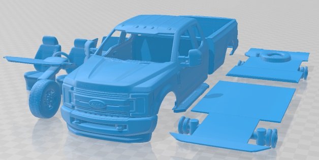 F 250 Super Duty Super Cab XLT 2015 Printable Car 3D Принт Модель .c4d .max .obj .3ds .fbx .stl .blend 