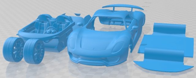 Porsche 918 Spyder 2015 Printable Car Modèles 3D en vedette .c4d .max .obj .3ds .fbx .stl .blend 