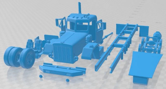 Peterbilt 353 1982 Printable Truck 3D Print Model .c4d .max .obj .3ds .fbx .stl .blend 