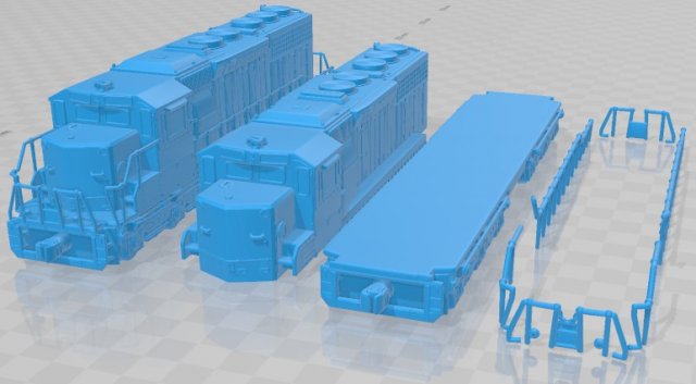 EMD SD40-2 Locomotive Printable 3Dプリントモデル .c4d .max .obj .3ds .fbx .stl .blend 
