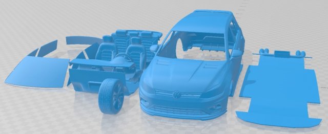 Volkswagen Golf 7-5R Printable Car 3D-printmodel .c4d .max .obj .3ds .fbx .stl .blend 