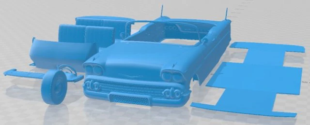 Chevrolet Impala 1958 Convertible Printable Car 3D Print Model .c4d .max .obj .3ds .fbx .stl .blend 
