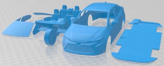 Toyota Corolla Sedan Hybrid US 2020 Printable Car 3D Print Model .c4d .max .obj .3ds .fbx .stl .blend 