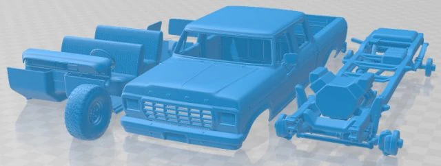 F Crewcab 1978 Printable Car 3D Print Model .c4d .max .obj .3ds .fbx .stl .blend