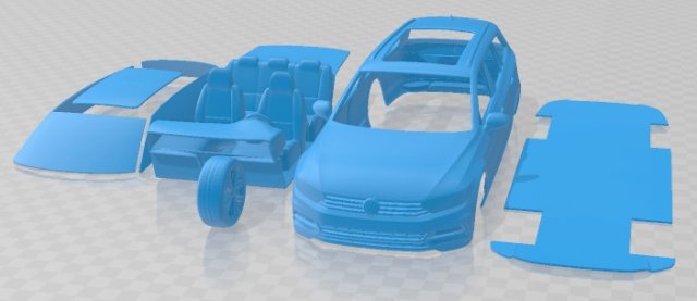 Volkswagen Passat Variant R Line 2015 Printable Car Model Cetak 3D .c4d .max .obj .3ds .fbx .stl .blend 