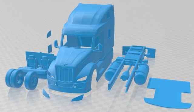 Peterbilt 579 Sleeper Cab Tractor Truck 2024 Printable 3D Print Model .c4d .max .obj .3ds .fbx .stl .blend 