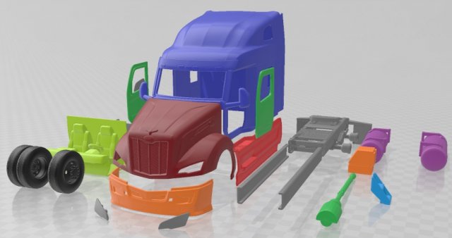 Peterbilt 579 Sleeper Cab Tractor Truck 2024 Printable 3D Baskı Modeli .c4d .max .obj .3ds .fbx .stl .blend 