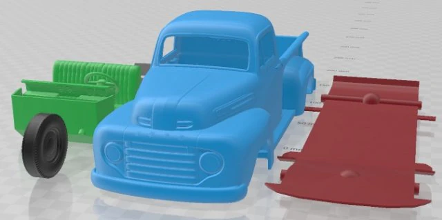 F1 Pickup Truck 1950 Printable Car 3D Print Model .c4d .max .obj .3ds .fbx .stl .blend 