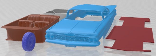 Chevrolet Impala 1837 Sport Coupe 1962 Printable Car 3D Print Model .c4d .max .obj .3ds .fbx .stl .blend 