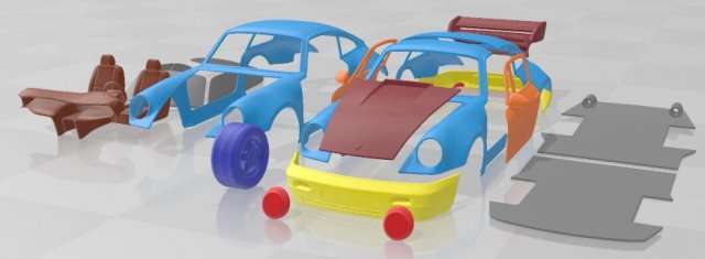 Porsche 911 Carrera RS 964 Printable Car 3D Принт Модель .c4d .max .obj .3ds .fbx .stl .blend
