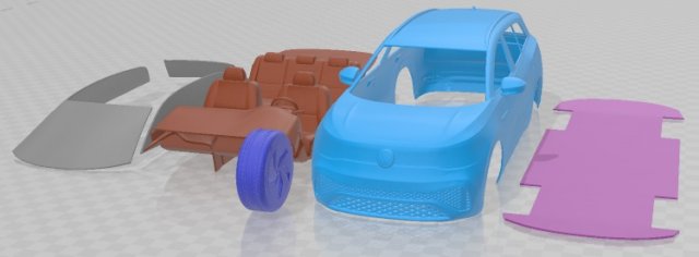 Volkswagen ID6 Crozz 2022 Printable Car Modelo de Impressão 3D .c4d .max .obj .3ds .fbx .stl .blend 