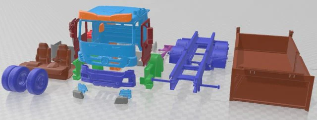 Mercedes Benz Actros Tipper 3 2014 Printable Truck 3D Print Model .c4d .max .obj .3ds .fbx .stl .blend 