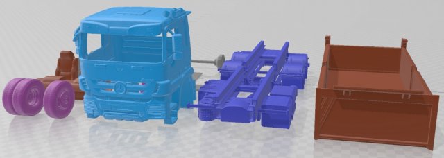 Mercedes Benz Actros Tipper 3 2014 Printable Truck 3D 프린트 모델 .c4d .max .obj .3ds .fbx .stl .blend 