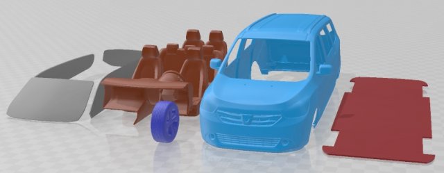 Dacia Lodgy 2012 Printable Car 3D 프린트 모델 .c4d .max .obj .3ds .fbx .stl .blend 