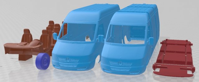 Mercedes Benz Sprinter 2000 Printable Van Modelo de impresión 3D .c4d .max .obj .3ds .fbx .stl .blend 