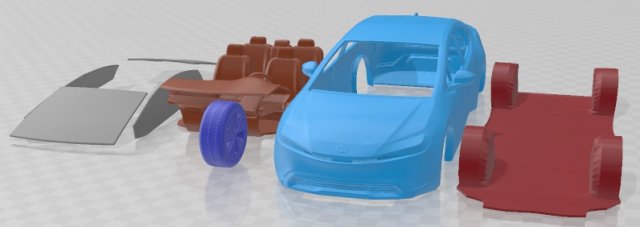 Toyota Prius 2023 Printable Car 3Dプリントモデル .c4d .max .obj .3ds .fbx .stl .blend 