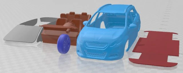 Peugeot 2008 2013 Printable Car 3D Print Model .c4d .max .obj .3ds .fbx .stl .blend 