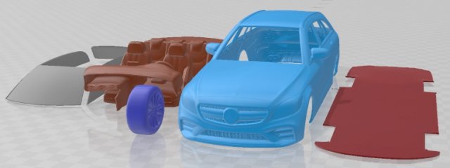 Mercedes Benz C Class Estate AMG 2019 Printable Car 3D Print Model .c4d .max .obj .3ds .fbx .stl .blend 