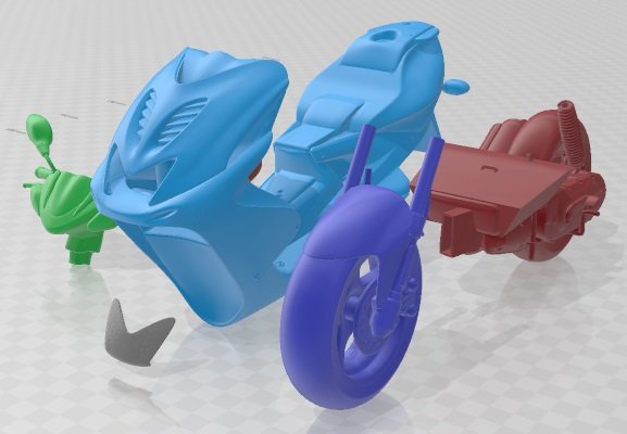 Yamaha Aerox R Scooter Printable Motorbike 3D Baskı Modeli .c4d .max .obj .3ds .fbx .stl .blend 