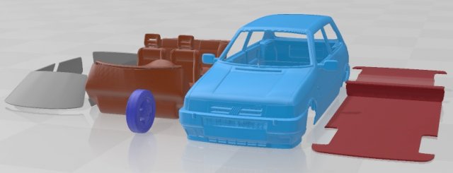 Fiat Uno Turbo ie MK2 Printable Car 3D Print Model .c4d .max .obj .3ds .fbx .stl .blend 