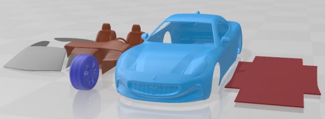 Maserati Gran Turismo Folgore 2023 Printable Car 3D 프린트 모델 .c4d .max .obj .3ds .fbx .stl .blend 