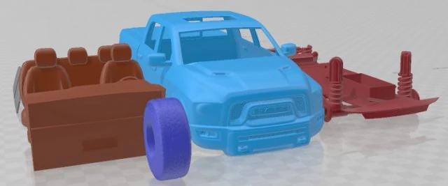 Dodge Ram 1500 Rebel 2015 Printable Car 3D Print Model .c4d .max .obj .3ds .fbx .stl .blend