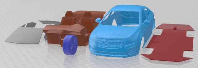 Chevrolet Cruze Sedan 2015 Printable Car Modelo de impresión 3D .c4d .max .obj .3ds .fbx .stl .blend 
