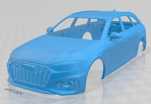 Audi RS4 Avant 2020 Printable Body Car 3D Baskı Modeli .c4d .max .obj .3ds .fbx .stl .blend