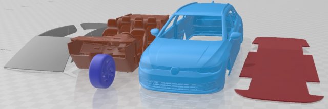 Volkswagen Golf Variant Basic 2021 Printable Car Modelo de Impressão 3D .c4d .max .obj .3ds .fbx .stl .blend 