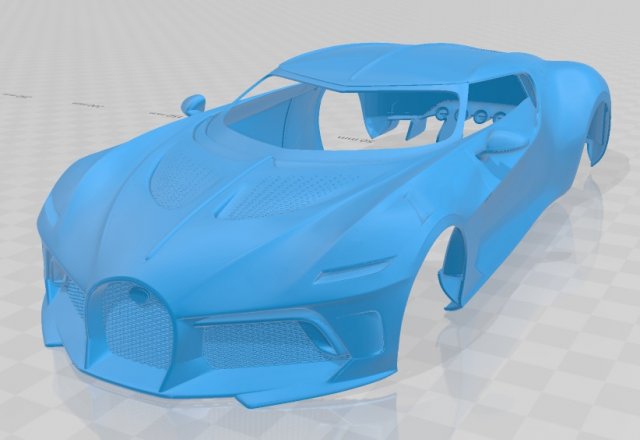 Bugatti Voiture Noire Printable Body Car 3D Print Model .c4d .max .obj .3ds .fbx .stl .blend 