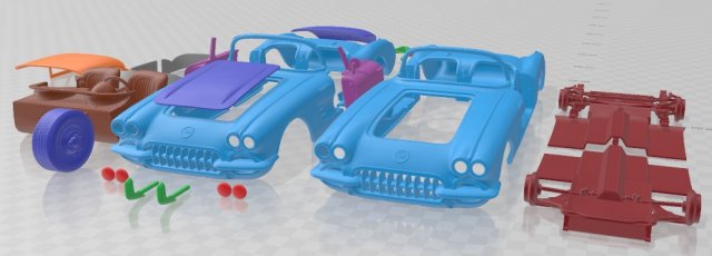 Chevrolet Corvette Coupe 1960 Printable Car 3D-printmodel .c4d .max .obj .3ds .fbx .stl .blend 