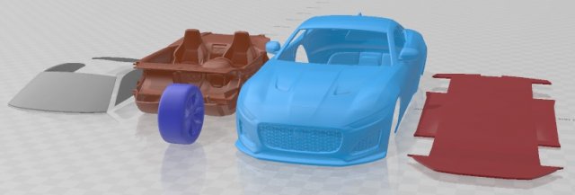 Jaguar F Type Coupe 2021 Printable Car 3Dプリントモデル .c4d .max .obj .3ds .fbx .stl .blend 