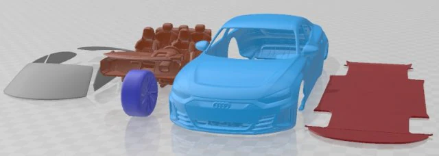Audi e-tron GT 2022 Printable Car 3D Print Model .c4d .max .obj .3ds .fbx .stl .blend 