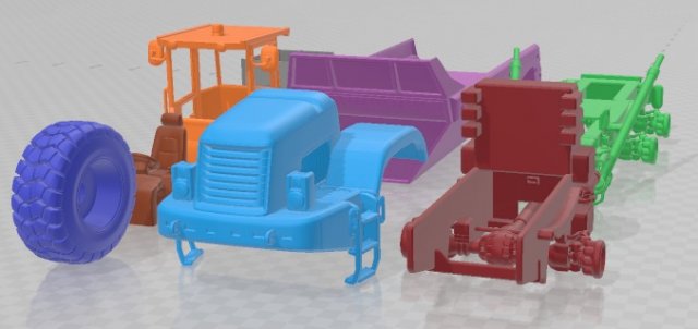 Articulated Dump Truck Printable 3D Принт Модель .c4d .max .obj .3ds .fbx .stl .blend 