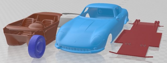 Ferrari 275 GTB 1964 Printable Car Modello di stampa 3D .c4d .max .obj .3ds .fbx .stl .blend 