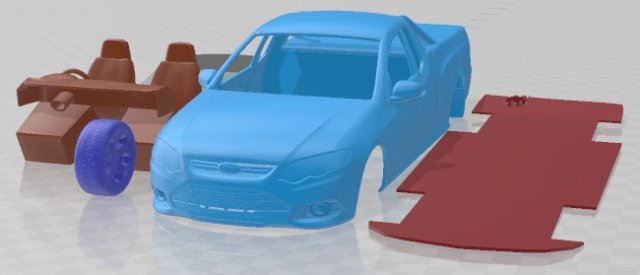 Falcon FG UTE XR6 2011 Printable Car Modello di stampa 3D .c4d .max .obj .3ds .fbx .stl .blend 