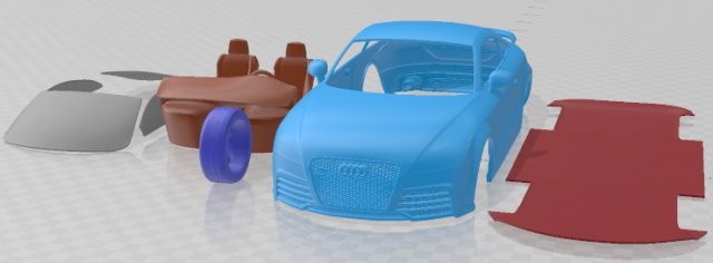 Audi TT RS 2009 Printable Car 3D Baskı Modeli .c4d .max .obj .3ds .fbx .stl .blend 
