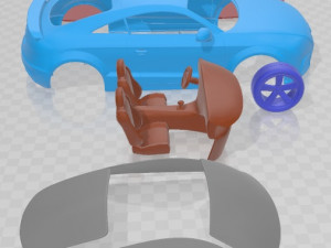 Audi TT RS 2009 Printable Car 3D Baskı Modeli