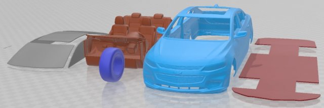 Chevrolet Malibu 2018 Printable Car Modelo de Impressão 3D .c4d .max .obj .3ds .fbx .stl .blend 