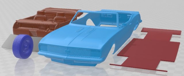 Chevrolet Camaro SS RS Convertible 1967 Printable Car Model do druku 3D .c4d .max .obj .3ds .fbx .stl .blend