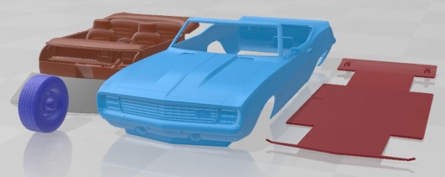 Chevrolet Camaro 1969 Z28 Cabrio Parintable Car Model Cetak 3D .c4d .max .obj .3ds .fbx .stl .blend 